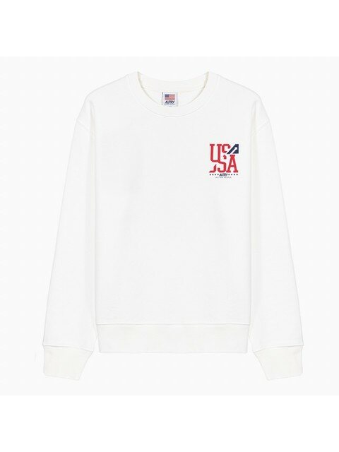 럭셔리어패럴 - 오트리 (AUTRY) - 23SS 오트리 아이코닉 USA 로고 화이트 여성 맨투맨 SWIW2321