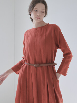 European linen feminine dress (belt set)