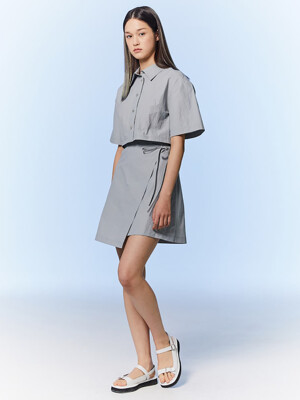 Signature Cutout Shirts Mini Dress  Sky Blue (KE3371M04Q)