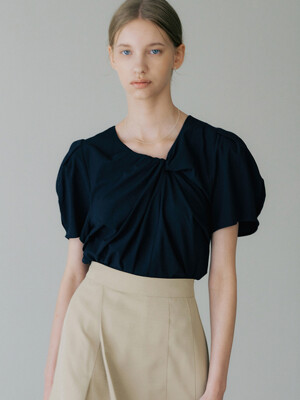 comos 836 neck twisted puff blouse (3color)