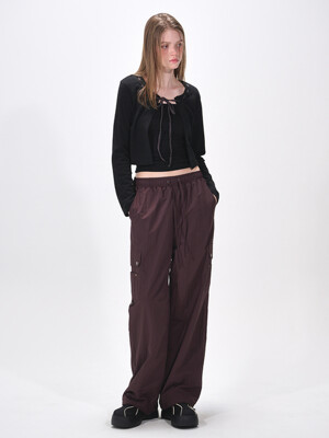 Fleece Lining Winter Cargo Pants, Wine Brown