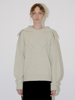 WOOL COLLAR KNIT PULLOVER (oatmeal)