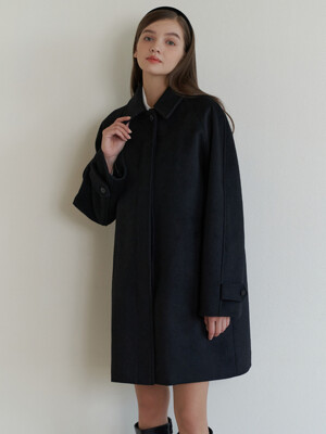 Raglan wool half coat (black)