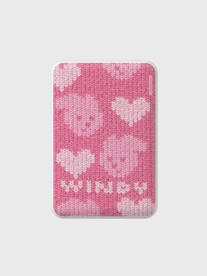 pink heart knit windy [맥세이프 보조배터리]