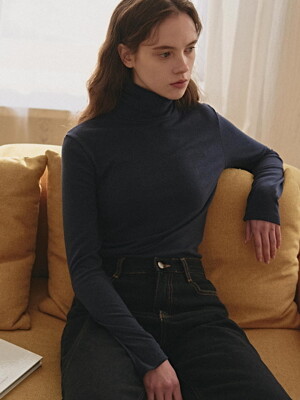 BASIC WOOL TURTLENECK TOP_NAVY