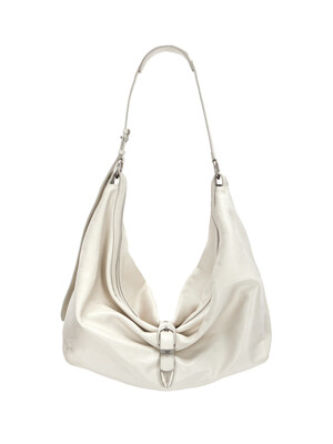 BELTED HOBO_cream glossy plain
