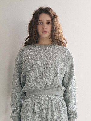 Tweed Crop Sweater Shirt _ Gray