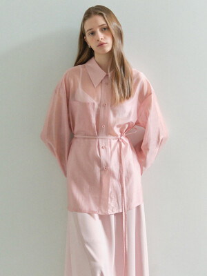 Sheer Belted Shirt_2color