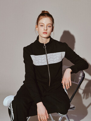 Lace 7 Track Top Black