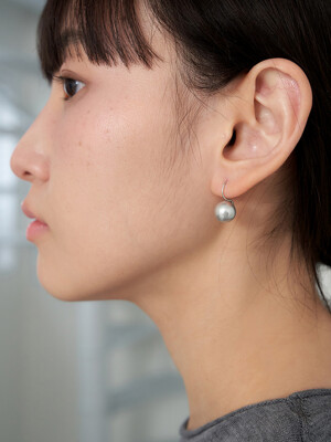 [silver925]  grey pearl hook earring (2size)
