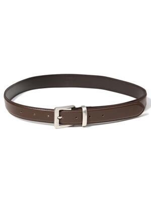 (W) square vintage silver cowhide leather belt (T024_brown)