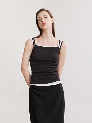 DOUBLE STRAP SLEEVELESS (BROWN-CHARCOAL)