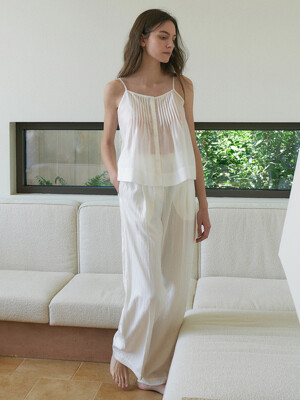 One Tuck Wide Banding Pants[LMBDSUPT506]-Ivory