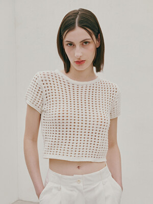 square net pullover-ivory