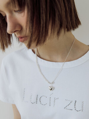 Pearl silver heart Necklace (담수진주+925silver)