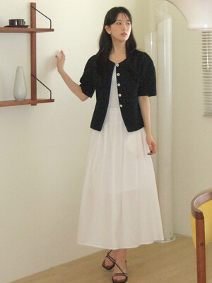 Tuck pleats long skirt - White