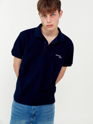 01 M.C UNISEX, Basic PK Half Shirt / Navy