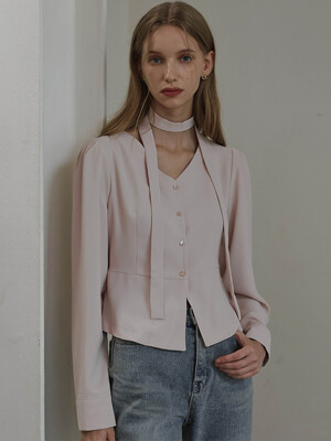 Flare Tie Blouse [Pink]