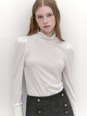 Puff Sleeves Turtleneck T-shirt OFF WHITE