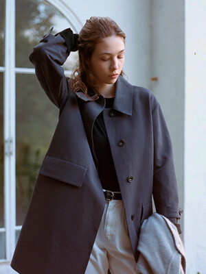 MELBA classic oversized single mac coat_Charcoal Grey