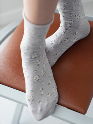 [no.491] gray floral socks