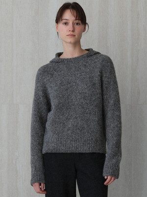 alpaca blend hoodie sweater (charcoal)
