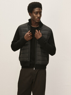 [Murray Allan]Half neck Zip-up Goose mix jacket_Black M43MOT010BK