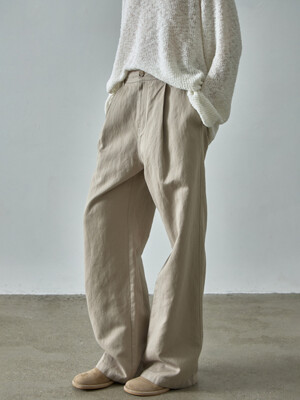 린넨 더블 포켓 팬츠_olive beige