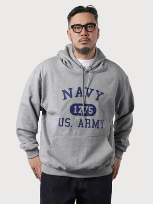 NAVY 1775 US ARMY 후드티 멜란지그레이