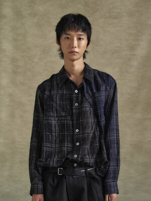 CHECK LAYERED SHIRTS atb1275m(BLACK)