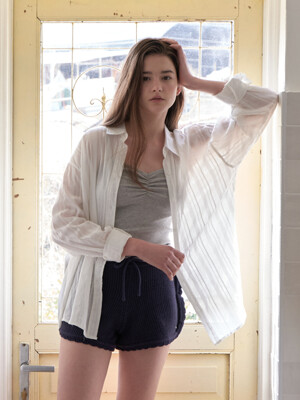 [단독] Lace Stripe Shirt_White
