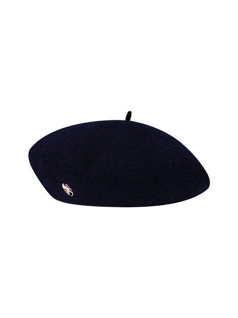 마리떼 프랑소와 저버 METAL CIRCLE LOGO WOOL BERET navy