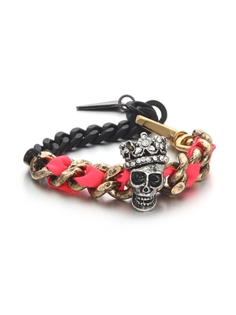 Pop Skull Chain Bracelet_PINK