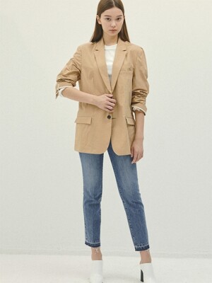 BEIGE nylon oversized blazer(IJ030)