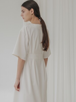 001 V-neck Summer Dress(White)