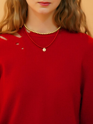 Red glassball gold pendant point Necklace 4mm 레드 글라스볼 4type 팬던트 포인트 목걸이