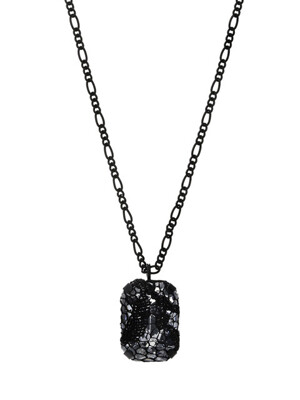 925 Silver Vintage Lace Pendant Black Chain Necklace