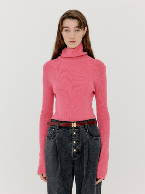 VERNA Turtleneck Knit Pullover - Pink