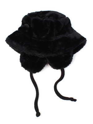Black Fur Earflap Bucket Hat 귀달이모자