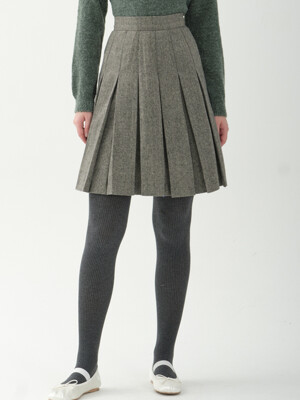wool pleated skirt_gray