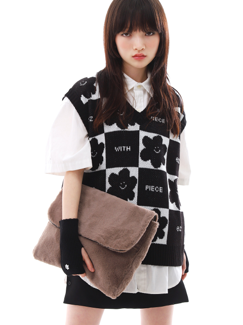 클러치,기타가방,클러치,클러치 - 피스메이커 (PIECEMAKER) - MACARON FUR CLUTCH (BROWN)