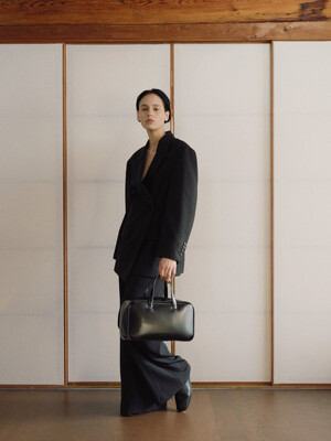 Large Tin square tote bag Glossy black
