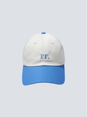 SIMPLE LOGO COTTON BALL CAP_WHITE BLUE