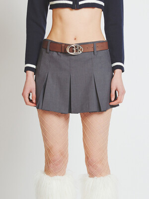 PLEATS MINI SKIRT PANTS_GY