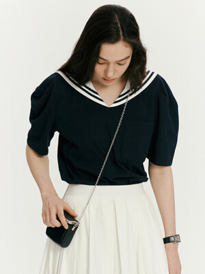 Sailor pocket curved tee - Navy