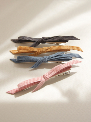 Fabric Slim Color Ribbon Point Hair Clip H0973