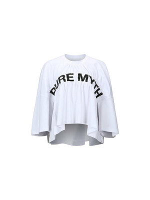 PURE MYTH-PRINT SMOCKED T-SHIRT (WHITE)