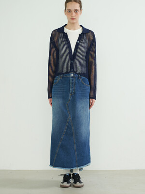 Riviera Net Cardigan - Navy