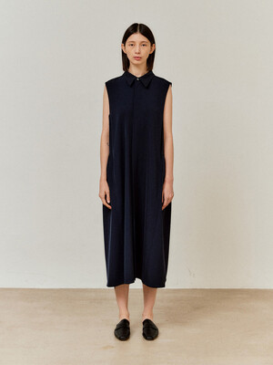 [SS23] SLEEVELESS SHIRT DRESS (NAVY)