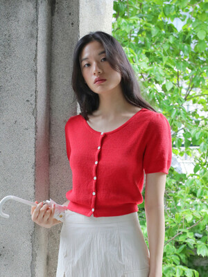 CROP CARDIGAN / RED